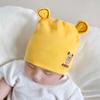 Chapéu de bebê urso de desenho animado primavera e outono 3-6-12 meses de idade masculino e feminino bebê pulôver chapéu algodão bonito chapéu de pneu de dormir