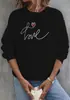 Transfronterizo Talla Europea2023 Sudadera para Mujer Estilo Europeo y Americano con Mangas Largas Divertidas, Corte Holgado, Estampado de Moda con Letras y Corazón de Amor