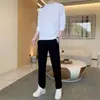 Conjunto Esportivo Casual 2025 Primavera e Outono Masculino Top Moletom Gola Redonda Calça Conjunto de Duas Peças Solto para Corrida