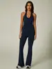 Macacão Contínuo Transfronteiriço para Mulheres, Decote Halter Sexy, Costas Nuas, Calças Ligeiramente Flare, Macacão Esportivo Casual para Fitness, Roupa de Yoga