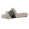 Pantuflas Peludas Estilo Tweed para Mujer, Calzado de Exterior a la Moda, Nuevos Planos Otoño e Invierno 2025, Zapatillas de Algodón Bordadas con Letra, de Una Sola Tira