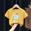 2113# roupas infantis masculinas e femininas camiseta de manga curta gola redonda estampada roupas infantis nova verão 100% algodão camiseta top