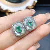 Venta al por mayor de fábrica Populares Pendientes de Esmeralda Natural Plata S925 Incrustados Piedra Principal 4*6 Joyería de Lujo Venta Directa de Fábrica