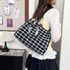 Bolsa Feminina da Moda de Grande Capacidade 2025 Nova Moda Bolsa de Tecido Xadrez Deslocamento Ombro Tote Bolsa de Mão Grande