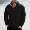 2026 Comercio Exterior Transfronterizo Otoño/Invierno Talla Europea Hombre Casual Cuello Alto Manga Larga Tejido de Cuadros Pequeños Sudadera Ajuste Holgado Top