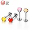 Liga de Titânio F136 Zircônia Bola Três Garras Colorida Nicho Tendência Piercing de Língua Brinco Stud Piercing de Osso da Orelha Joias Atacado