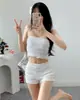 25 Novos Biquínis Koreanos Tomara que Caia Estilo Puro Desejo High-End Conservador Boxer Briefs Peito Pequeno Garota Apimentada Conjunto de Duas Peças Moda Praia Feminina