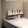 Caixa de Armazenamento de Cosméticos de Luxo para Bancadas, Rack de Armazenamento de Acrílico para Mesa de Banheiro para Produtos de Skincare, Armário com Porta-Copos