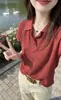 Ph260519 Nova Da Ai Mei Yi Yuan Verão 2026 Nova Camiseta Simples de Manga Curta com Gola Polo Versátil Emagrecedora Top Feminino