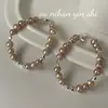 Ounihan Prata Esterlina S925 Prata Quebrada Pulseira de Pérola Rosa Pulseira Natural de Água Doce Feminina Design Doce Ins