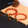 Venda quente popular no Tiktok Pulseira de ágata vermelha natural igual à da Zhou pulseira de ágata do ano de nascimento feminino ouro antigo