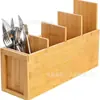 Caja de Almacenamiento de Utensilios de Cocina de Bambú con Divisores Extraíbles para Cuchillos, Tenedores y Palillos, Caja de Almacenamiento de Utensilios de Cocina de Madera