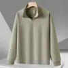 Moletom de Algodão com Meio Zíper 320g, Novo Estilo Outono, Gola Alta Versátil Simples High-End Cor Sólida Manga Raglan Masculino Gola Alta