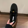 Estilo Coreano Pelúcia Fofa Pelo Birkenstock Sapatos Feminino 2026 Outono/Inverno Novo Plano Solado Macio Sapatos Mary Jane Quentes Sapatos de Algodão