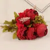 Peonía de 13 Cabezas Flor de Simulación Envuelta en Núcleo Europeo Flor de Peonía Hogar Boda Versión Mejorada Transfronteriza Rosa Occidental Flor Artificial