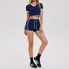 Conjunto de Fitness Transfronterizo para Mujer, Shorts Deportivos de Manga Corta con Sensación de Segunda Piel, Ropa de Entrenamiento Yoga Pilates Estilo 'Hot Girl', Conjunto para Correr y Ciclismo