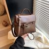 Bolso de Mano de Nicho Estilo Coreano Textura de Alta Gama Transfronterizo Moda Retro Piel al Aceite Bolso Cuadrado Pequeño Bolso de Hombro Cruzado Bolso de Mujer