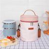 Directo de Fábrica Bolsa para Lonchera Cilindro Rayado Coreano Moda Portátil Bolsa de Almuerzo Hombro Picnic Bolsa de Lonchera Cilindro