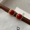 Pendientes de Ónix Rojo Sur para Año Nuevo Aguja de Plata Estilo Retro Hong Kong Atmósfera de Otoño e Invierno Pendientes de Alta Calidad Pendientes de Esmalte para Año Nuevo