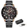 Reloj de cuarzo para hombre de negocios LIGE/LIGE transfronterizo de tres ojos y seis agujas multifunción resistente al agua Cronógrafo