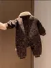 Ropa para Bebé, Estilo Otoño e Invierno, Mameluco Estampado de Leopardo, Forrado de Felpa, Ropa Caliente de Invierno, Traje Elegante para Gateo al Aire Libre de Bebé, Estilo Nuevo