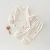 Conjunto de Ropa de Otoño para Bebés y Niños Pequeños, Ropa Interior de Primavera Sin Costuras de Algodón Puro para Niños y Niñas, Ropa Interior para Bebé, Pijamas de Otoño e Invierno para Niños Pequeños