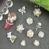 Explosiones en Vivo Oro Blanco Flor Material para Arte de Uñas Bolsa Luminosa Tridimensional Accesorios Camelia Joyería Arte de Uñas Mariposa