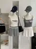 KEKEZOON Pantalones Cortos Deportivos de Verano para Mujer con Encaje Patchwork, Cintura Alta Elástica, Pierna Ancha Línea A, Hot Pants 7438