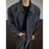 Chaqueta de Bloques de Color a Cuadros Color Café para Hombre Otoño Americana Harrington Ropa de Trabajo Street Style Cool Hombro Recto Top