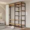 Arara de Roupas de Chão Guarda-Roupa Aberto para Quarto Prateleira de Metal Aço para Hall de Entrada Prateleira de Armazenamento de Roupas para Pendurar Montagem