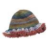 Sombrero de Pescador Retro Colorido para Mujer 2024 Nuevo Otoño e Invierno Cálido Grueso Sombrero de Cubo Protege Orejas Sombrero de Lana Tejido