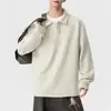 Camisa polo de manga larga estilo "old money" para hombre, nueva colección de otoño, camiseta con cuello acanalado texturizado, prenda superior para hombre para usar en capas