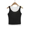 T4272-25 Chaleco Deportivo Estilo Coreano Ajustado Cuello Redondo Apilado Doble Capa Chaleco de Hilo de Alta Elasticidad