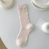 Meias Estilo Miu para Mulheres, Meias de Cano Médio, Meias Longas Respiráveis de Malha de Espiga de Trigo Sem Costura Ultrafinas para Primavera e Verão, Meias Largas de Verão para Mulheres