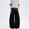 Jeans American Retro Desconstruído Preto de Perna Larga Scimitar Unissex Tendência Solto Casual Designer Calça de Trabalho