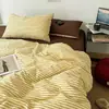 Estilo blogueira de Instagram conjunto de cama de quatro peças em algodão fofo trançado de cor capa de edredom listrada 100% algodão lençol de cama para dormitório conjunto de três peças 4