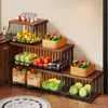 Estante de Almacenamiento para Verduras de Cocina Cesta de Almacenamiento Estante de Verduras de Múltiples Niveles de Pie Cesta de Verduras para el Hogar Estante de Almacenamiento para Condimentos