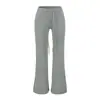 Pantalones de estilo blogger para mujer, ajustados, de cintura baja, acampanados, con dobladillo deshilachado, hasta el suelo, nuevos para otoño, casuales, deportivos