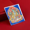 Thangka de Tela Pintado à Mão com Dourado Inlayado Estilo Xizang com Vários Padrões dos Cinco Senhores e Deus Amarelo da Riqueza, Núcleo de Pintura Thangka, Atacado do Fabricante