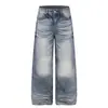G6979 Calle Principal Estilo Americano Unisex Lavado Vintage Moda Urbana Diseño Desgastado Jeans Holgados para Hombre