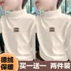 Y2018# blusa de base feminina de veludo outono e inverno nova infantil gola semi-alta estilo western manga longa T-shirt acolchoada