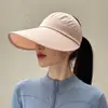 Chapéu de Sol de Seda de Gelo com Aba Larga Feminino para Verão, Viagem, Corrida, Ciclismo, Proteção Solar, Top Respirável, Moda de Férias, Chapéu de Sol de Praia