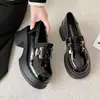 Sapatos Jk Loafers Estilo Britânico com Elevação Interna 2025 Primavera Novos Couro Macio Solado Grosso Elevação Salto Grosso Sapatos Pequenos de Couro Pretos para Mulheres