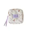 Estuche cuadrado de algodón acolchado con estampado floral estilo coreano para niñas, bolsa de almacenamiento para labiales y cables de datos, monedero portátil para estudiantes