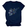 Amazon eBay Estación Independiente Moda Personalidad Nueva Moda para Mujer Tijeras Corazón Hilo Diente de León Cuello Redondo Manga Corta Camiseta