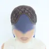 Estilo Europeo y Americano Peluca Sintética de Encaje Frontal con Flequillo Azul Belleza Cabello Largo Liso Tres Puntos Pieza de Cabello Fábrica de Qingdao Venta al por Mayor en Stock