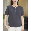 Nuevo Top de Punto de Moda Versátil para Mujer, Verano 2026, Cuello Redondo, Manga Corta, Corte Holgado, Adelgazante, Elegante Pullover