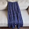 2026 Pantalones de Lino Nuevos con Cremallera, Lunares Franceses, Cintura Elástica, Pierna Recta Ancha para Mujer, Venta al por Mayor H13AK7021
