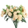 Buquê de Flores Artificiais com Múltiplas Cabeças, Pequeno Buquê de Flores de Plástico, Flor de Crisântemo de Seda, Flor Seca, Decoração de Casa, Decoração Pastoral