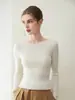 Suéter feminino gola redonda, prêt-à-porter de primeira linha, 100% cashmere, caimento justo, quente, camada base de malha justa